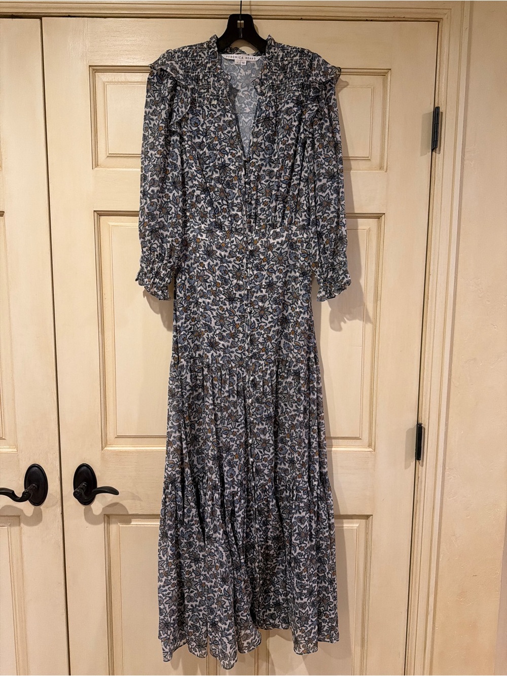 Veronica Beard Blue and Cream Floral Maxi Dress - Picture 3 of 4